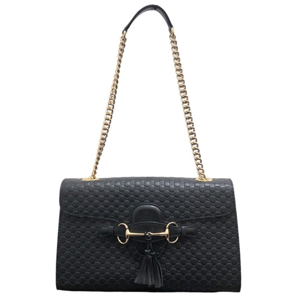 Gucci Emily Chain Shoulder Bag Black Leather